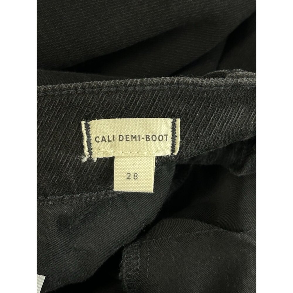 Madewell Womens Sz 28 Black Wash Cali Demi-Boot Jeans Raw Hem Stretch Denim Zip - Picture 3 of 16